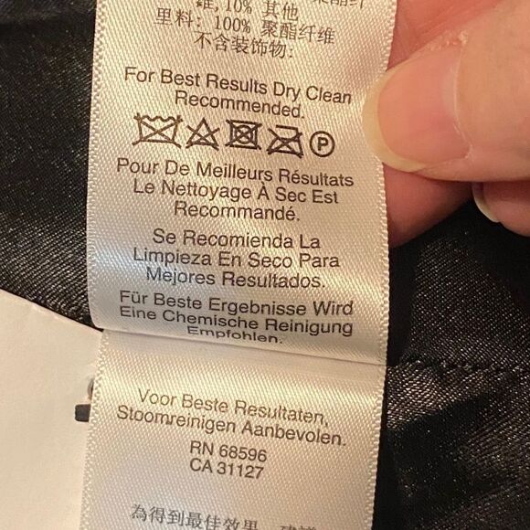 DKNY Petite Faux Leather Trim Black Wool Coat Size PXS NWT - Picture 6 of 8